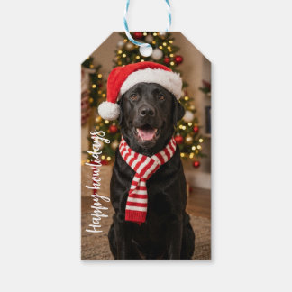 Etiquetas Para Regalos Lindo Labrador Negro Feliz Cómo lidias Sombrero de