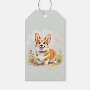 Etiquetas Para Regalos Lindo perro Corgi Galés de Pembroke Rojo