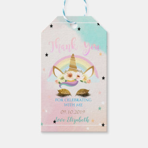 Etiquetas Para Regalos Lindo Unicornio de Brillo, Estrellas Coloridas, Ar