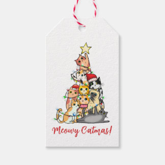 Etiquetas Para Regalos Lindos Gatos Personalizados de Navidad Gatos Arbol