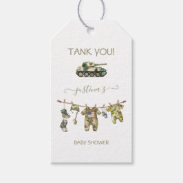 Etiquetas Para Regalos Línea militar Baby Shower Clothesline