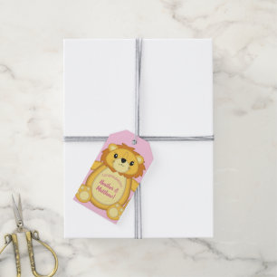 Etiquetas Para Regalos Lion Baby Shower Pink