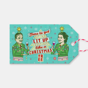 Etiquetas Para Regalos Lit de consumición retro de los pares del humor
