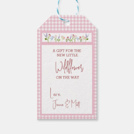 Etiquetas Para Regalos Little Wildflower Pink Gingham Check Baby Shower
