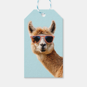 Etiquetas Para Regalos Llama suave con gafas de sol encendidas
