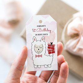 Etiquetas Para Regalos Llamas de niñas y corazones rosados