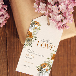 Etiquetas Para Regalos Lluvia de Amor Floral Naranja Quemada Despedida de