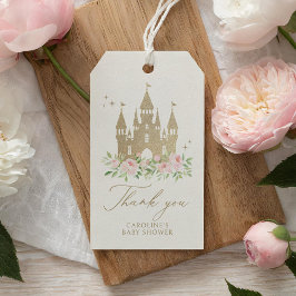 Etiquetas Para Regalos Lluvia de flores rosadas y doradas para la princes