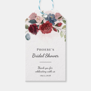 Etiquetas Para Regalos Lluvia de Regalos de Boda Floral Rosa Burdeos Mode