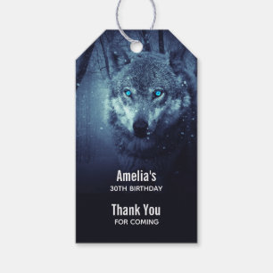 Etiquetas Para Regalos Lobo salvaje con hermosos ojos azules gracias