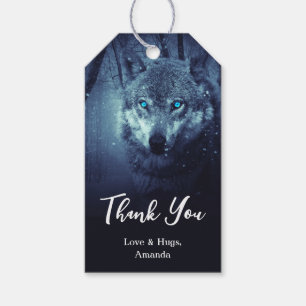 Etiquetas Para Regalos Lobo salvaje con hermosos ojos azules gracias