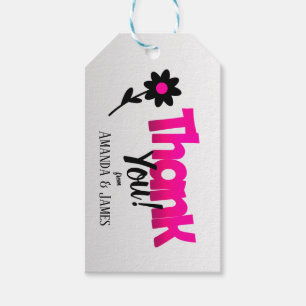 Etiquetas Para Regalos Logo rosa brillante con flor Clipart - Gracias