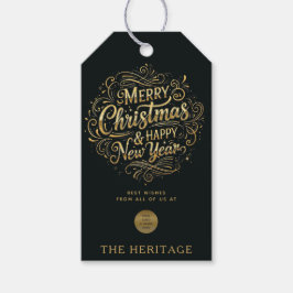 Etiquetas Para Regalos Logotipo de Personalizado de lujo negro y oro Feli