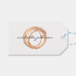 Etiquetas Para Regalos Logotipo del Diseñador de Círculo Pintado de Oro R