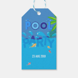 Etiquetas Para Regalos Logotipo del Fiesta de la piscina de verano para e