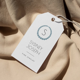 Etiquetas Para Regalos Logotipo del monograma del collar de pizarra   Eti