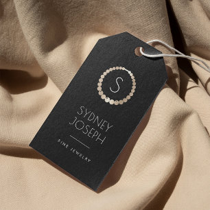 Etiquetas Para Regalos Logotipo del Monograma del collar del oro Etique