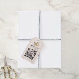 Etiquetas Para Regalos Logotipo Personalizable Y Código QR Suave Marfil C