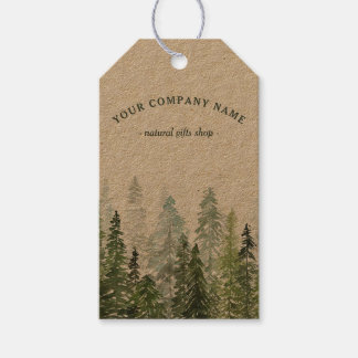 Etiquetas Para Regalos Logotipo personalizado de bosque de pinos con acua
