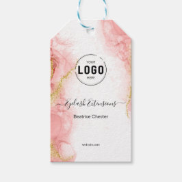 Etiquetas Para Regalos Logotipo Tipografía Ágata Rosa Rubor Oro cabello m
