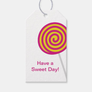 Etiquetas Para Regalos Lollipop tienen un día dulce rosa y amarillo