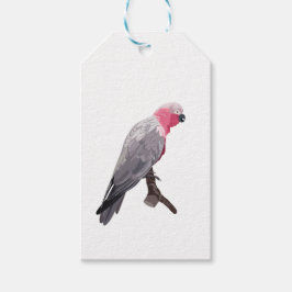 Etiquetas Para Regalos Loro rosa dibujado a mano, pájaro tropical sentado
