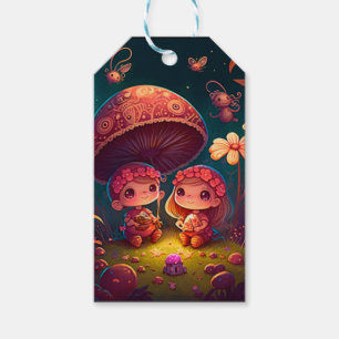 Etiquetas Para Regalos Los adorables elfos juegan bajo hongos