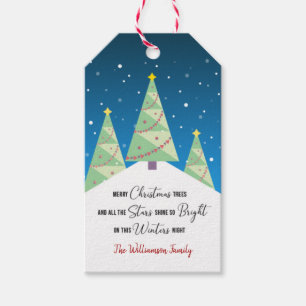 Etiquetas Para Regalos Los Navidades Modernos Haiku Árboles En Noche Nev