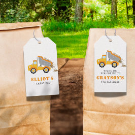 Etiquetas Para Regalos Los niños tiran camiones de construcción Gracias