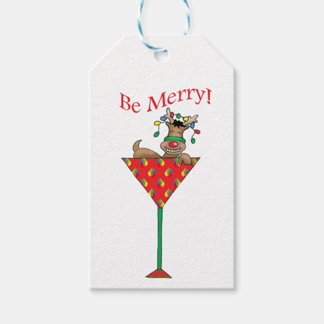 Etiquetas Para Regalos Los renos de Tipsy-tini (Anverso)