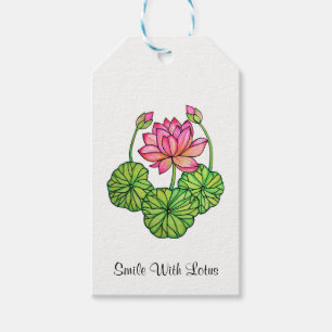 Etiquetas Para Regalos Loto rosa acuarela con manchas y hojas