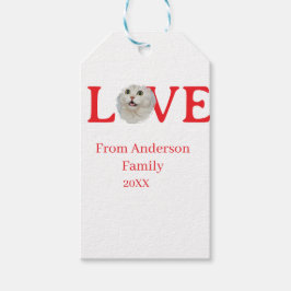 Etiquetas Para Regalos Love holidays cat photo pet family name bold lette
