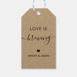 Etiquetas Para Regalos Love is Brewing, Coffee Gift Tag, Kraft Favor