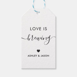 Etiquetas Para Regalos Love is Brewing, Coffee Gift Tag, Kraft Favor