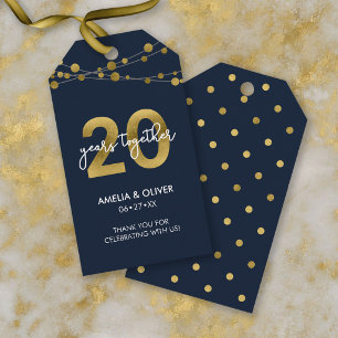 Etiquetas Para Regalos Luces Azules Elegantes 20º Aniversario de Boda