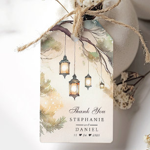 Etiquetas Para Regalos Luces Botánicas de Linterna de Árbol Rústico Agrad