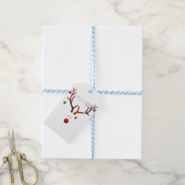Etiquetas Para Regalos Luces coloridas de renos de la nariz roja contempo