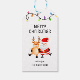 Etiquetas Para Regalos Luces coloridas Navidades de renos de Santa