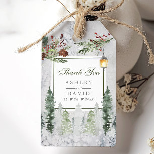 Etiquetas Para Regalos Luces de árboles de pino rústicos de invierno Boda