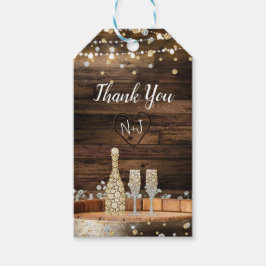 Etiquetas Para Regalos Luces de barril de madera rústica Champagne Favor 