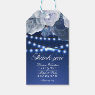 Etiquetas Para Regalos Luces de cadena Boda azul Gracias
