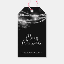 Etiquetas Para Regalos Luces de Cadena Navidad Negra