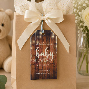 Etiquetas Para Regalos Luces de Cuerda de Madera Rústica Agradecimiento p