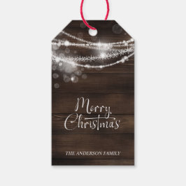 Etiquetas Para Regalos Luces de Cuerda Rústicas de Madera Navidad