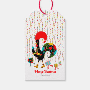Etiquetas Para Regalos Luces de navidad, baubles, regalos y Rooster