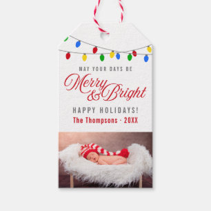 Etiquetas Para Regalos Luces de Navidades modernos Foto de Merry y Brig