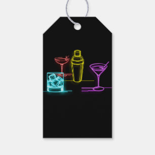 Etiquetas Para Regalos Luces de neón de colores cócteles cumpleaños 21