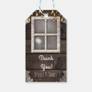 Etiquetas Para Regalos Luces de ventana de granero de campo rústico y fav