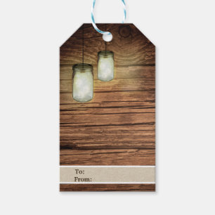 Etiquetas Para Regalos Luces Rústicas de Campo en Frasco de Mason de Made
