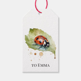 Etiquetas Para Regalos Lucky Ladybug en Leaf